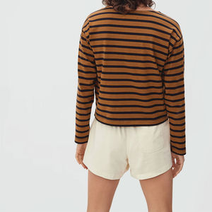 Venta al por mayor Casual Color sólido manga larga mujeres camisetas último diseño mujeres en blanco 100% algodón estirable mujeres camisas - Product Image 2