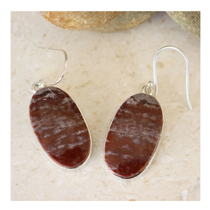 Pendiente de piedras preciosas de jaspe rojo de cabina ovalada Ajuste de bisel de Plata de Ley 925 Regalo de boda o fiesta de moda - Product Image 2