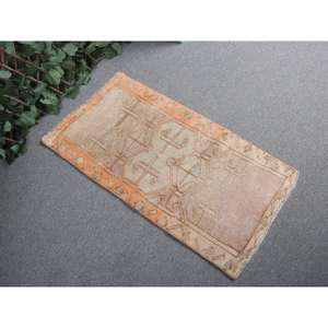 พรมวินเทจ ขนาดเล็ก 1.5x2.8 ฟุต พรมตุรกี พรมขนสัตว์สีเขียวสไตล์ตะวันตกเฉียงใต้ - Product Image 1