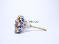 Kenop Pintu Dekoratif Keramik Kayu Modern, Lukisan Tangan Biru Putih, Gagang Furnitur Porselen Ramah Lingkungan, Motif Still Life