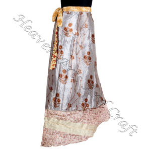 ชุดเดรสผ้าไหมวินเทจใหม่กระโปรงผ้าไหมกระโปรงสไตล์วินเทจสำหรับพันรอบผ้าซิ่นเชือกแขวนคอกระโปรงยาว50 "เอว38" - Product Image 5