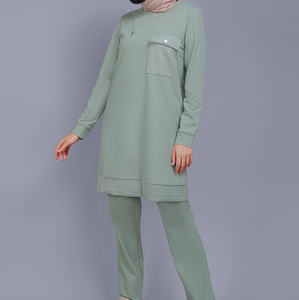 Ropa Deportiva de Fitness Más Vendida, Abaya Musulmana Tradicional, Vestido Largo, Conjuntos Deportivos Islámicos para Mujer, Conjuntos Deportivos Modestos con Bolsillo en el Pecho - Product Image 3