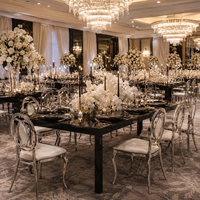 Tables de mariage en acier inoxydable noir, tables de banquet rectangulaires modernes et luxueuses pour les événements d'hôtel