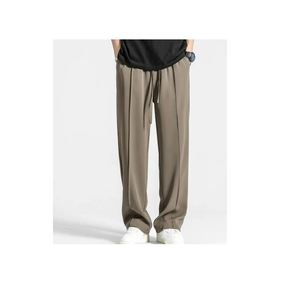 2025 Hit pantalons décontractés pour hommes coupe régulière léger doux au toucher mélange de Polyester taille moyenne uni teint motif droit pantalon - Product Image 6
