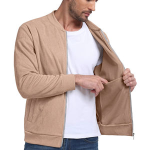 Venta caliente chaqueta de invierno con cremallera para hombres ropa de calle de moda invierno a prueba de frío chaquetas de bombardero de cuero de ante para hombres - Product Image 3