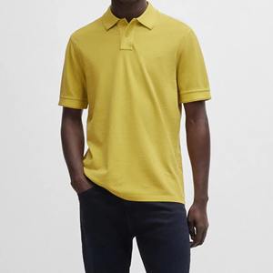 Vente chaude T-shirt pour homme en tricot personnalisé 100% coton Motif uni Col rabattu Manches courtes Respirant Haut décontracté Usine - Product Image 4