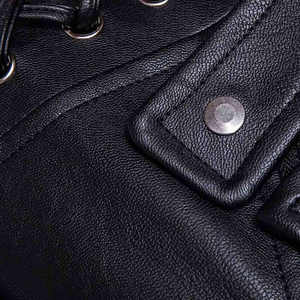 Veste de moto en cuir véritable personnalisée pour hommes col montant avec logo avant enduit veste en cuir véritable - Product Image 5