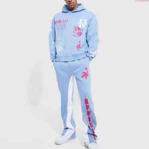 2025ชุดวอร์มผู้ชายแบบเรียงซ้อนแนวสตรีทแฟชั่นชุดวอร์มผ้าคอตตอนสีทึบสำหรับฤดูหนาวแบบสั่งทำได้ - Product Image 1