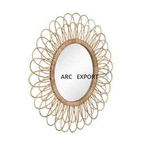 Fancy Rattan Yute Material Decoración de lujo Arte de la pared Espejo Venta al por mayor Home Hotel Decoración Espejo de pared en precio asequible - Product Image 1