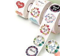 Etiquetas Adhesivas de Agradecimiento por su Pedido, Rollo de Etiquetas Redondas Personalizadas con Corte Troquelado para Tiendas en Línea