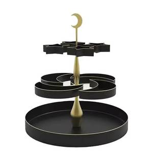 Soporte de pastel de forma redonda de Metal de diseño elegante acabado blanco y dorado para soporte de exhibición de fiesta de cumpleaños de boda al por mayor a granel - Product Image 4