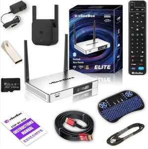 30+10 Gratuit V5 Pro Nouvelle Box VSee avec Télécommande Vocale Mini Clavier Rétroéclairé Câble 8K - Box TV Android Dotée de 4 Go de RAM - Product Image 1