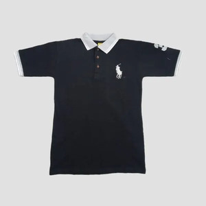 Logotipo personalizado de alta calidad bordado 100% algodón para hombre para camiseta gráfica de Polo patrón sólido de ajuste estándar para promociones de Golf - Product Image 2