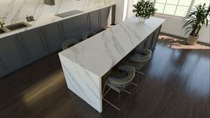 แผ่นควอตซ์พิมพ์ลาย Tikal สำหรับเคาน์เตอร์ครัวและท็อปโต๊ะเครื่องแป้ง หนา 2 ซม. 3 ซม. ขัดเงา หินสำเร็จรูปสำหรับงานก่อสร้าง - Product Image 5