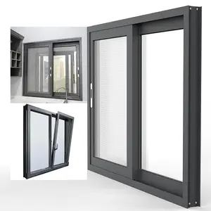 Fenêtre coulissante en verre de cadre en aluminium de belle conception populaire fenêtre isolée à double vitrage en aluminium à coupure thermique