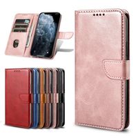 Étui de téléphone portable pliable personnalisé en PU+TPU avec support magnétique, fentes pour cartes, protection d'écran, électroplaqué et cordon pur