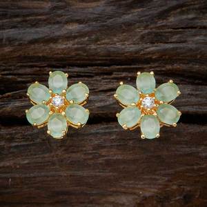 Boucles d'oreilles pendantes religieuses tendance Zircon 136753 avec motif floral, finition dorée, pour femmes, en alliage de zinc, acier inoxydable, laiton - Product Image 4