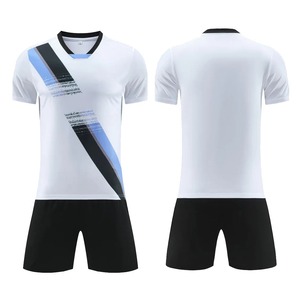Men's Short Sleeve Soccer Jersey <b>Set</b> Customized Name and Number Blue Adult Football Uniform for Boys - Product Image 1