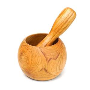 Mortier et pilon en bois fabriqués à la main pour la maison restaurant accessoires de cuisine outils d'herbes et d'épices granit médecine broyeur masher - Product Image 4