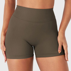 Shorts de sport personnalisés avec logo, couleur unie, respirants, séchage rapide, pour femme, taille mi-haute, taille élastique, en polyester tricoté - Product Image 1