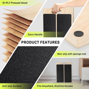 Planche inclinée en bois portable réglable pour le sport pour l'étirement du mollet Squats Pilates planche inclinée - Product Image 2