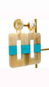 Pendientes de cuerno natural de alta calidad para mujer, ropa de ojo de búfalo pulido, artesanías HF personalizadas para joyería de uso diario - Product Image 4