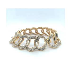 Bracelet fait à la main en or massif jaune 14 carats avec diamants naturels pour femmes Collection de vêtements de fête du fournisseur indien Fait à la main en Inde - Product Image 1