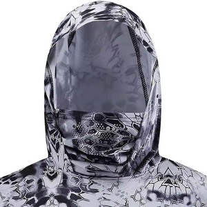 Camisas de pesca de manga larga de secado rápido con diseño de boca de pez y logotipo personalizado para hombre, Sudadera con capucha de protección UV UPF 50, sudaderas básicas de camuflaje - Product Image 6