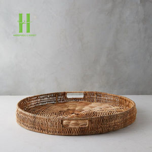 Plateau de service rond en rotin écologique à vendre, avec poignée, pour plats OEM, assiettes, décoration de table, en provenance du Vietnam - Product Image 6