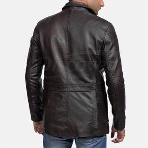 เสื้อเบลเซอร์หนังคุณภาพสูง ตัดเย็บตามขนาด เสื้อเบลเซอร์หนังแท้สำหรับผู้ชาย ราคาขายส่ง เสื้อเบลเซอร์หนังผู้ชาย - Product Image 3