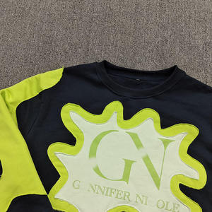 OEM Mens Boxy Fit <b>Sweatshirt</b> Spray Washed Terry Cotton Fur Sleeves Logo <b>Embroidery</b> - Product Image 3