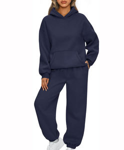 Private Label Winter Hooded Lightweight Breathable Casual Solid <b>Women</b> Track <b>Suits</b> 100% Cotton Wholesale in Stock - Product Image 2
