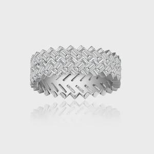 สายรัดมอสซาไนต์เงินสเตอร์ลิงของผู้ชายมีช่องตัดที่สวยงามออกแบบด้วยการเชื่อมโยงทางเรขาคณิตเครื่องประดับที่หรูหราทันสมัย - Product Image 6