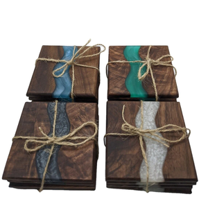 Ensemble de dessous-de-plat de cuisine de luxe carré tendance de haute qualité, écologique, fabriqué sur mesure en Inde, sous-verre en résine époxy Zh Saniya - Product Image 1