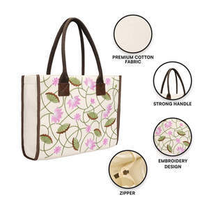 Sac à main bohème pour femme Pichwai, sac fourre-tout en toile de coton de haute qualité, broderie, décoration à pompons, fermeture ouverte, cadeau de luxe - Product Image 3
