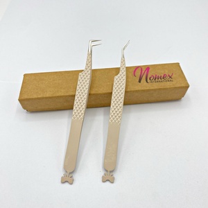 Pinzas de 90 grados con hermoso icono de cinta en la parte inferior, producto más vendido, pinzas para pestañas al por mayor con nombre de marca personalizado - Product Image 2