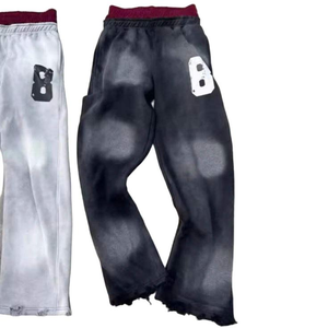 Haute qualité personnalisé Flare acide lavage soleil délavé Double en détresse Double taille éponge jambe droite survêtement pantalon Style décontracté - Product Image 3