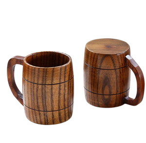 Vino y leche, café, té, regalo para beber, accesorios de madera oscura, tazas de cerveza de madera de la mejor calidad con mango de madera - Product Image 3