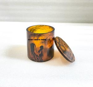 Abordable basse quantité minimale de commande résine époxy ronde café fleur thé bonbons cadeau bougie sans couture boîte en fer blanc de STAR CRAFTS INDIA - Product Image 5