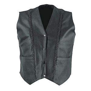 Chaleco de motocicleta de cuero genuino de vaca personalizado de alta calidad para hombre, chaleco personalizado a prueba de viento de invierno, ropa exterior bordada - Product Image 2