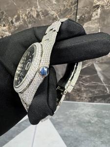 Reloj Mecánico Automático de Lujo para Hombre, Estilo Antiguo, Completamente Engastado con Diamantes Moissanite VVS1, Correa de Acero Inoxidable, Analógico - Product Image 4