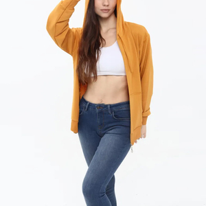 Sudadera con Capucha y Cremallera para Mujer, Nueva Moda, Manga Larga, Gruesa, 100% Algodón, Felpa Francesa, para Chicas - Product Image 4