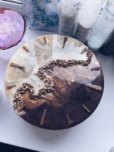 Reloj de pared de resina epoxi hecho a mano con pilas diseño moderno boda decoración del hogar tamaño personalizado muebles de calidad - Product Image 3