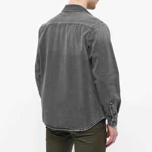 Veste en jean respirante coupe-vent à manches longues avec boutons recouverts, style urbain, pour homme, tissu personnalisé - Product Image 2