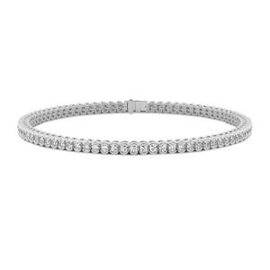 Sleek Half Bezel Round Lab Grown Diamond Tennis Bracelet 2 Ct Tw F-G Color VS Clarity 79 Diamonds 14K <b>Solid</b> <b>Gold</b> Modern Line - Product Image 1