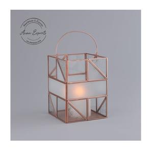 Linterna de cristal geométrica elegante con marco de metal para decoración interior y exterior, perfecta para iluminación de velas y regalos - Product Image 2
