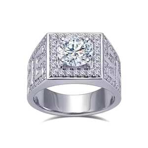Custom Design Luxury Full Diamond <b>Men</b> Engagement <b>Ring</b> <b>18K</b> White <b>Gold</b> Moissanite <b>Ring</b> - Product Image 1