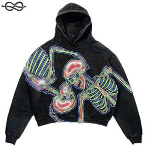 Vente en gros de sweat à capuche surdimensionné personnalisé délavé à l'acide vintage fumé pour hommes avec poche Fabricant d'usine - Product Image 3