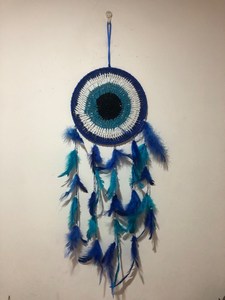 Atrapasueños de 6 pulgadas (15 cm), atrapasueños de ojo malvado azul, tapices de pared hechos a mano, decoración de dormitorio para niñas y adolescentes, dec - Product Image 5