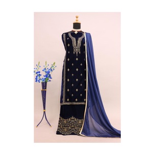 Traje Salwar Kameez de terciopelo de suministro de fábrica al por mayor para fiesta de boda y uso al aire libre disponible a precio por bulto - Product Image 1